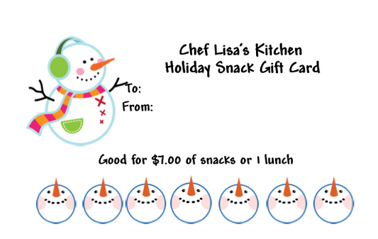 Holiday Snack Gift Card Bundle of 5 $7.00 cards